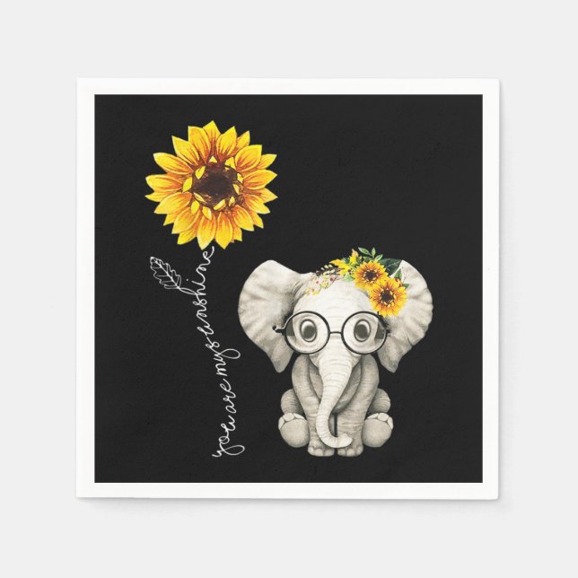 Servilleta De Papel Eres Mi Elefante Hippie Sunflower Sunshine (Anverso)