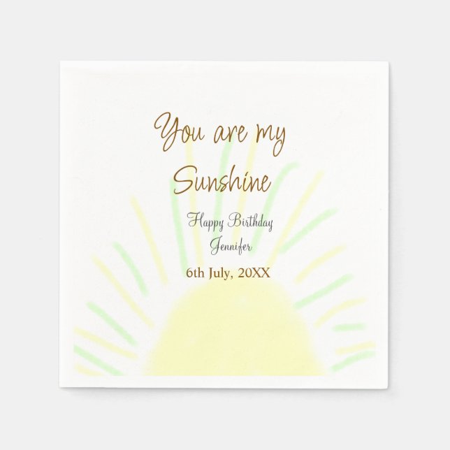 Servilleta De Papel Eres mi nombre de agregación amarillo pastel sunsh (Anverso)