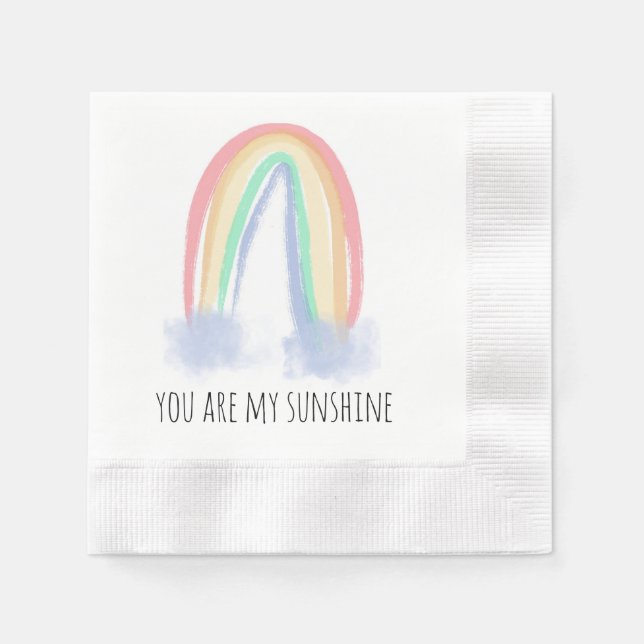 Servilleta De Papel Eres mi sol acuarela pintada arcoíris (Anverso)