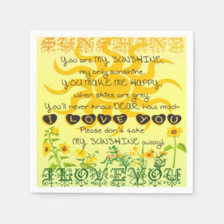 Servilleta De Papel Eres mi sol con flores en amarillo