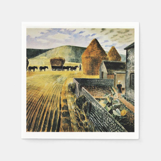 Servilleta De Papel Eric Ravilious - Furlongs, pintura famosa, (Anverso)