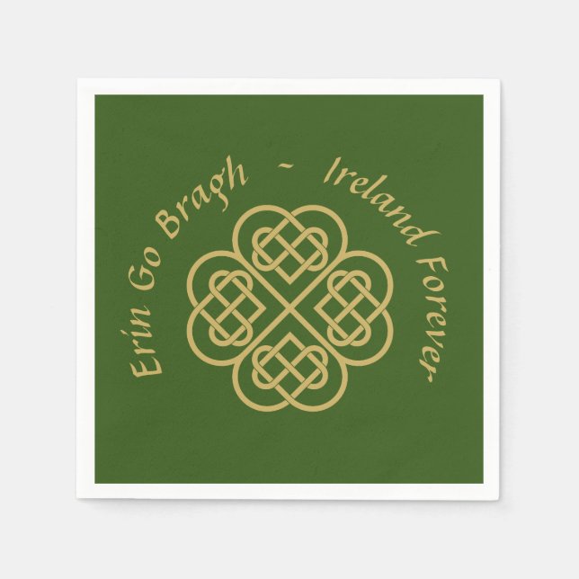 Servilleta De Papel Erin Go Bragh Gold Celtic Shamrock (Anverso)