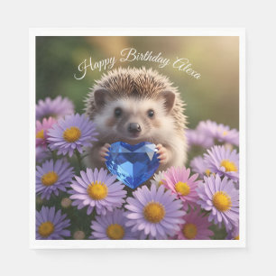 Servilleta De Papel Erizo Adorable de Septiembre con Corazón de Zafiro
