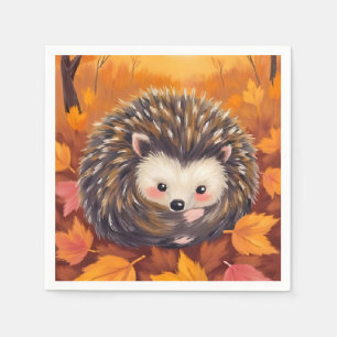 Servilleta De Papel Erizo de Otoño Pintura de Acuarela de Animales