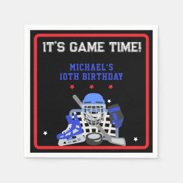 SERVILLETA DE PAPEL ES EL CUMPLEAÑOS DE HOCKEY EN TIEMPO DE JUEGO