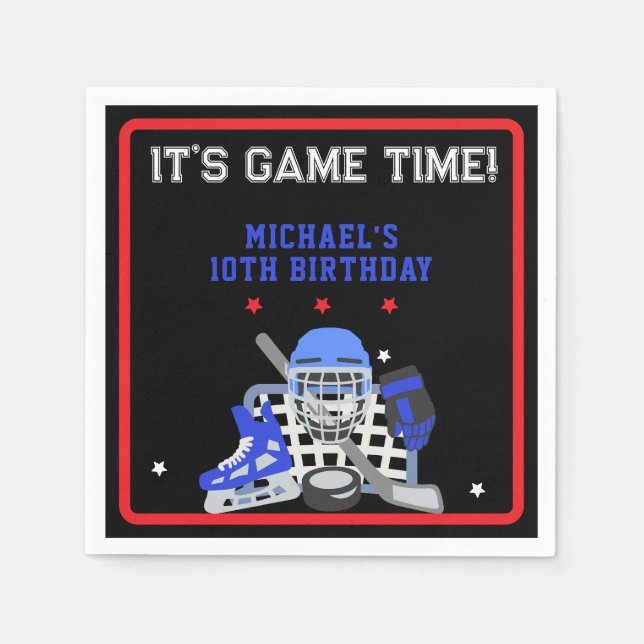 SERVILLETA DE PAPEL ES EL CUMPLEAÑOS DE HOCKEY EN TIEMPO DE JUEGO (Anverso)