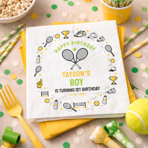 Servilleta De Papel Es el primer cumpleaños de Game Time Tennis - Niño