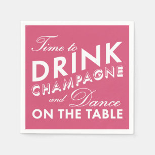 Servilleta De Papel Es hora de beber champagne rosado