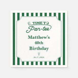 Servilleta De Papel Es hora de Par-Tee Green Stripe Cumpleaños de Golf