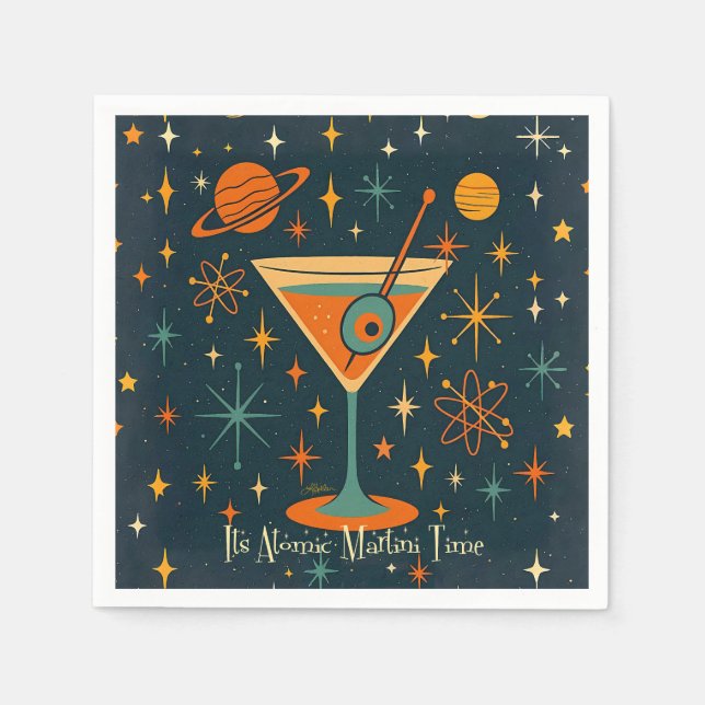 Servilleta De Papel Es hora del Martini Atómico Estrellas Cósmicas (Anverso)