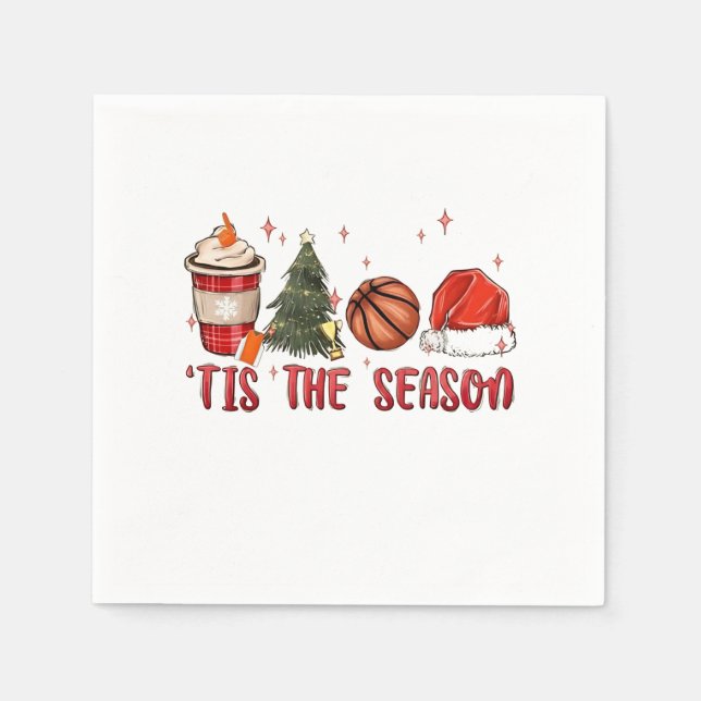 Servilleta De Papel Es la Temporada Xmas Navidad Baloncesto  (Anverso)