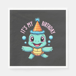Servilleta De Papel Es Mi Cumpleaños Tortuga Marina Cute Cumpleaños Oc