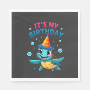 Servilleta De Papel Es Mi Cumpleaños Tortuga Marina Lindo Cumpleaños O