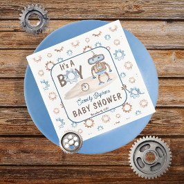 Servilleta De Papel Es un azul chiquito | Baby Shower Greige Robot