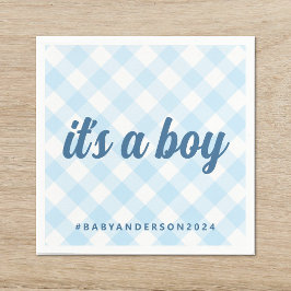 Servilleta De Papel Es un Baby Shower de Boy Gingham