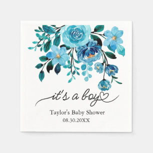 Servilleta De Papel Es un Baby Shower de color de agua de color azul