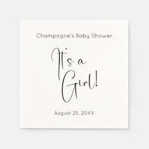 Servilleta De Papel Es un Baby Shower de escritura moderna y Chica