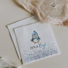 Servilleta De Papel Es un Baby Shower de invierno de niño pingüino