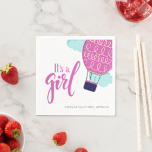 Servilleta De Papel Es un Chica Baby Shower de globo aerostático rosad