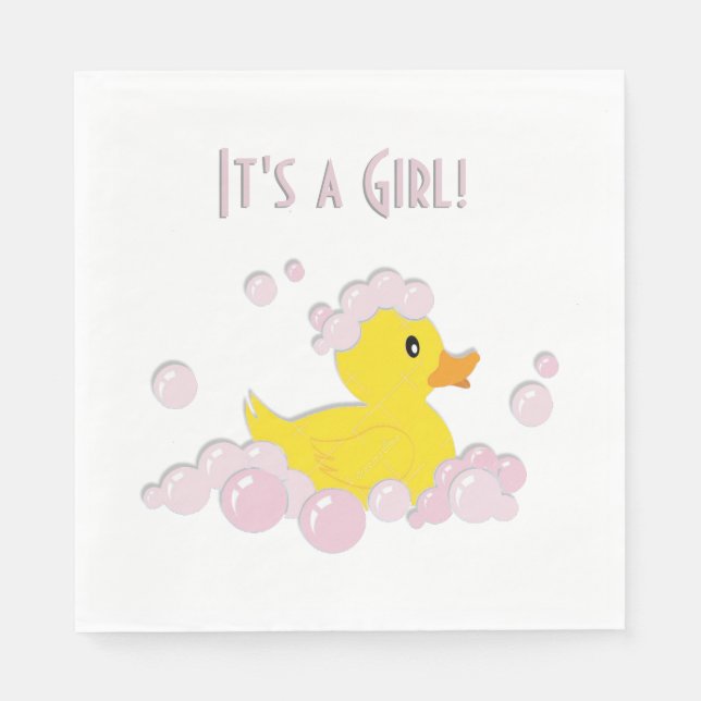 Servilleta De Papel Es un Chica Baby Shower Duck (Anverso)