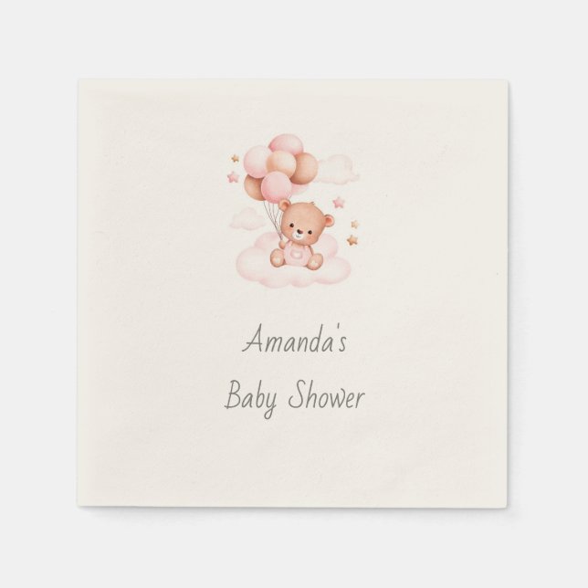 Servilleta De Papel ¡Es un Chica, Bearly Wait! Baby Shower Napkins (Anverso)