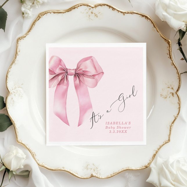 Servilleta De Papel Es un chica elegante Baby Shower de vaca rosada (Subido por el creador)