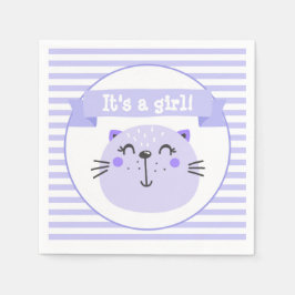 Servilleta De Papel Es un chica | Gato morado de corte | BABY SHOWER