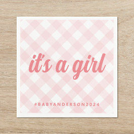 Servilleta De Papel Es un Chica Gingham Baby Shower