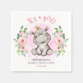 Servilleta De Papel Es un chica Hippo Baby Shower Napkins