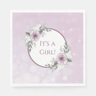 Servilleta De Papel Es un Chica, Mauve Rosas Baby Shower