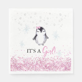 Servilleta De Papel Es un Chica Penguin Winter Baby Shower