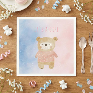 Servilleta De Papel Es un Chica suave pastel lindo Bear Baby Shower