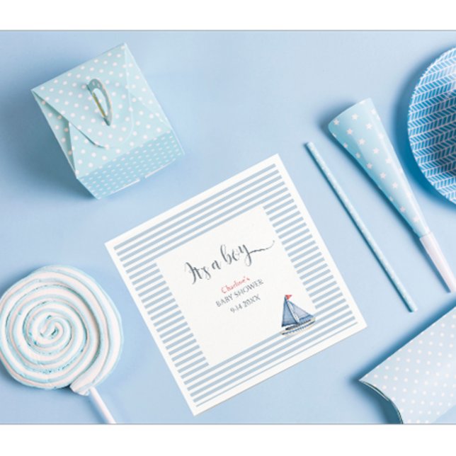 Servilleta De Papel Es un chico acuarela Baby Shower Napkins Nautical (Subido por el creador)
