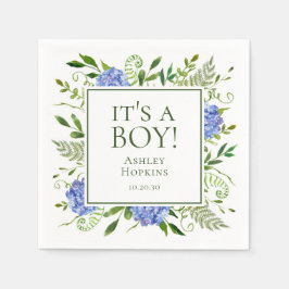 Servilleta De Papel Es un chico azul Hydrangeas Boy Baby Shower