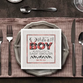 Servilleta De Papel ¡Es un chico! Rustic Plaid Lumberjack Baby Shower