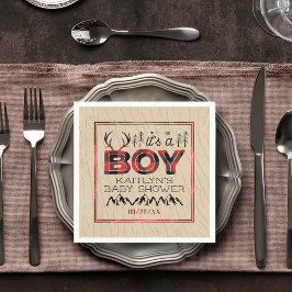 Servilleta De Papel ¡Es un chico! Rustic Plaid Lumberjack Baby Shower