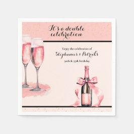 Servilleta De Papel Es un Cumpleaños de Champán Rosa Doble Celebración