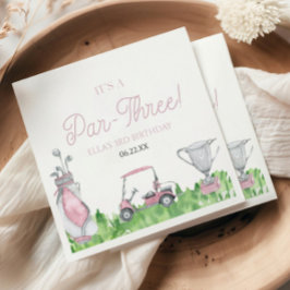 Servilleta De Papel Es un Fiesta de tercer cumpleaños de golf rosa Par