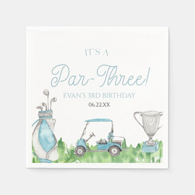 Servilleta De Papel Es un Fiesta de tercer cumpleaños del Golf Azul Pa (Anverso)