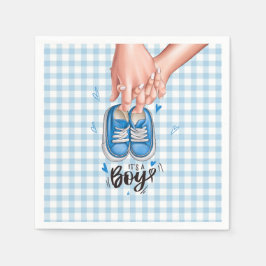 Servilleta De Papel Es un niño Baby Shower Blue Boy Shoes