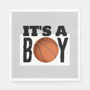 Servilleta De Papel Es un niño baloncesto Baby Shower Gray