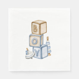 Servilleta De Papel Es un niño Blue Boho Bloques y Juguetes de Madera