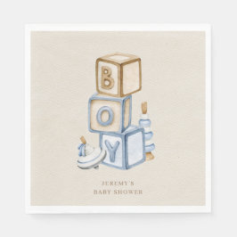 Servilleta De Papel Es un niño Blue Boho Bloques y Juguetes de Madera