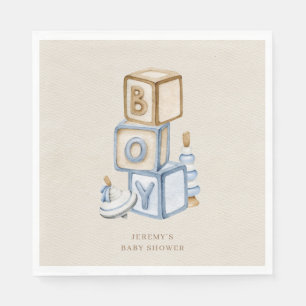 Servilleta De Papel Es un niño Blue Boho Bloques y Juguetes de Madera