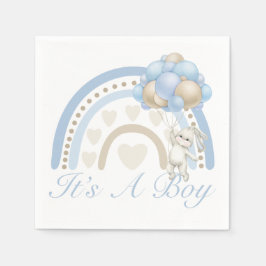 Servilleta De Papel Es un niño Blue Pastel Rainbow Baby Shower