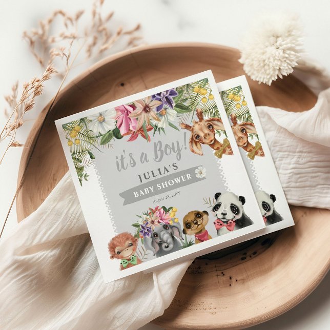 Servilleta De Papel ¡Es un niño! Cute Safari Animals Baby Shower (Subido por el creador)