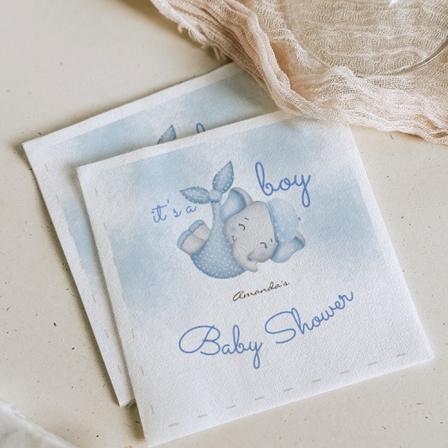 Servilleta De Papel Es un niño elefante bebé ducha azul (Subido por el creador)