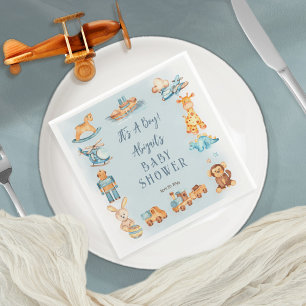 Servilleta De Papel Es un niño madero   Baby Shower de juguetes rellen