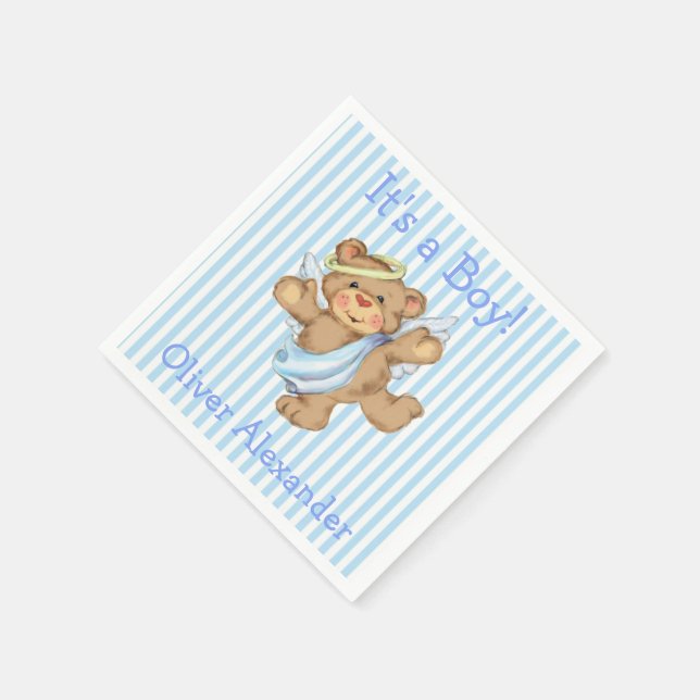 Servilleta De Papel Es un niño Personalizado Teddy Bear Angel (Borde)