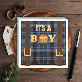 Servilleta De Papel Es un niño Rustic Lumberjack Flannel Baby Shower I